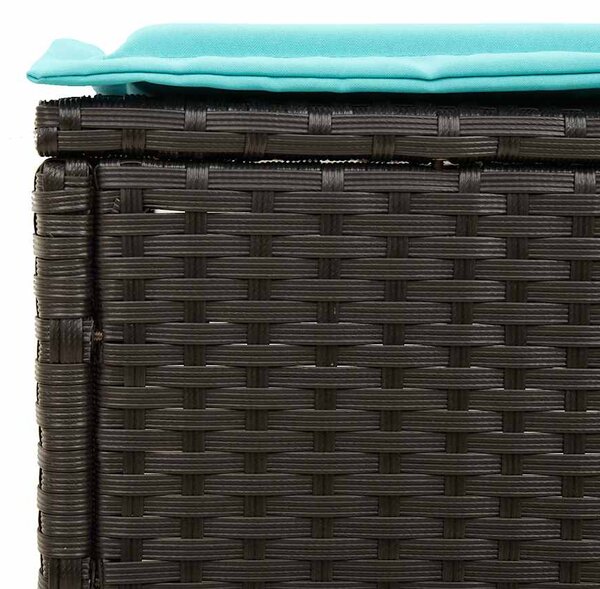 Fekete polyrattan napozóágy asztallal és párnával