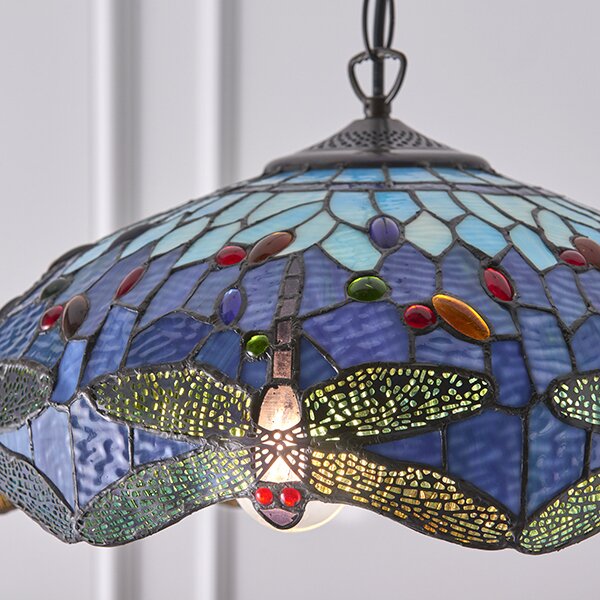 Endon klasszikus tiffany függeszték dragonfly blue sötétbarna sokszínű end64080