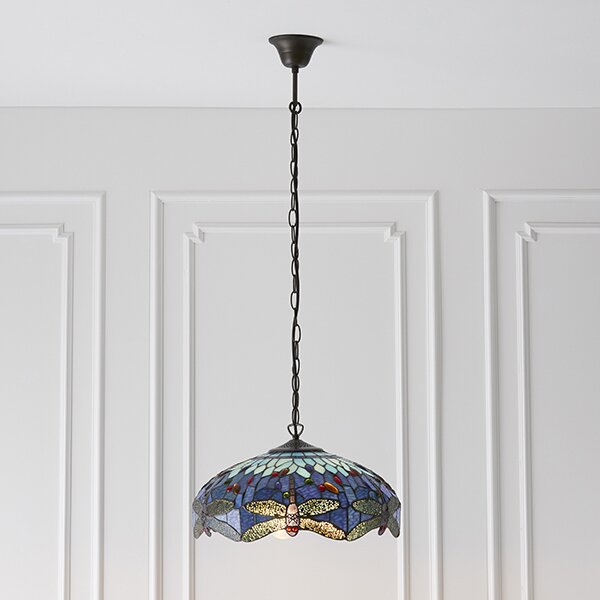 Endon klasszikus tiffany függeszték dragonfly blue sötétbarna sokszínű end64080