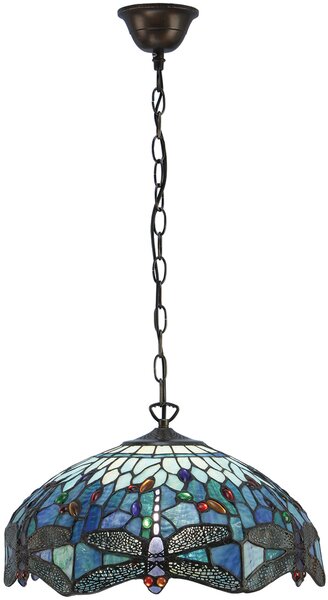 Endon klasszikus tiffany függeszték dragonfly blue sötétbarna sokszínű end64080
