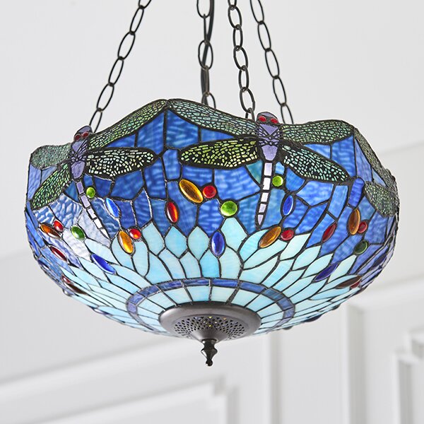 Endon klasszikus tiffany függeszték dragonfly blue sötétbarna sokszínű end64075
