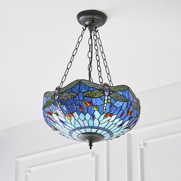Endon klasszikus tiffany függeszték dragonfly blue sötétbarna sokszínű end64075