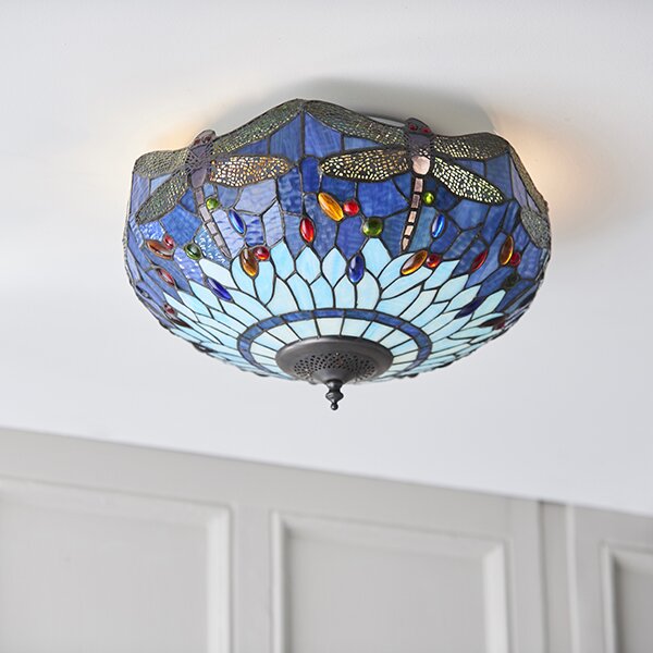 Endon klasszikus tiffany mennyezeti lámpa dragonfly blue sokszínű end70722
