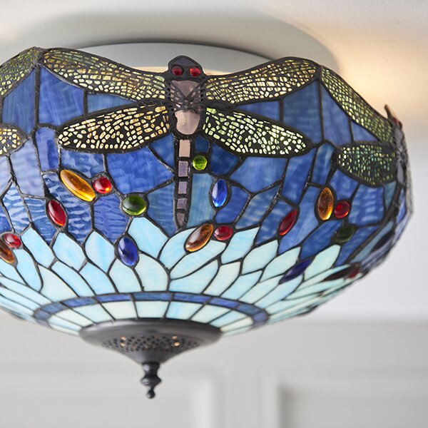 Endon klasszikus tiffany mennyezeti lámpa dragonfly blue sokszínű end70722