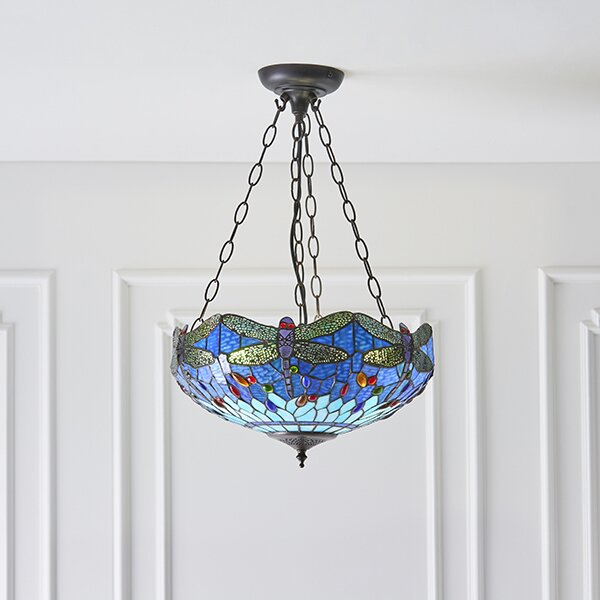 Endon klasszikus tiffany függeszték dragonfly blue sötétbarna sokszínű end64075