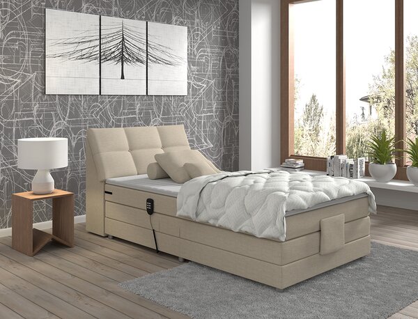 KONDELA Elektromos állítható ágy, boxspring, bézs, 120x200, GERONA NEW