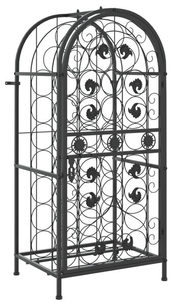 Fekete kovácsoltvas bortartó 33 palackhoz 45 x 36 x 100 cm