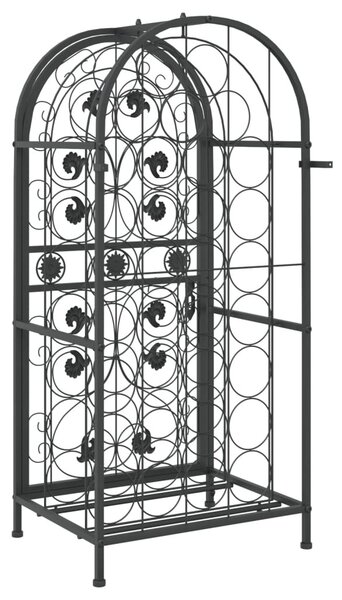 Fekete kovácsoltvas bortartó 33 palackhoz 45 x 36 x 100 cm