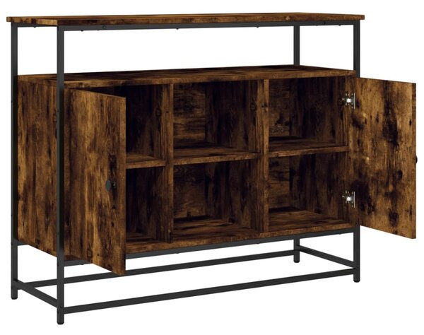 Füstös tölgy színű szerelt fa tálalószekrény 100 x 35 x 80 cm