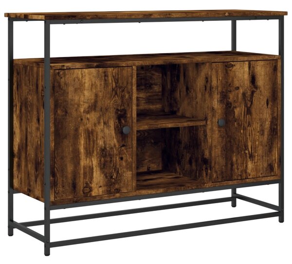 Füstös tölgy színű szerelt fa tálalószekrény 100 x 35 x 80 cm