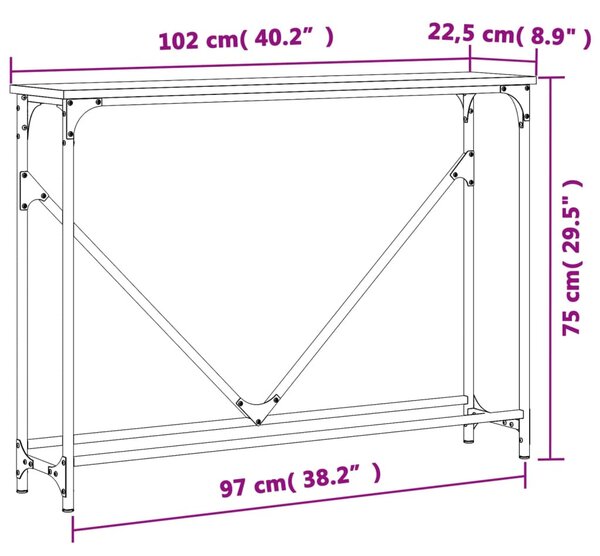 Fekete szerelt fa tálalóasztal 102 x 22,5 x 75 cm