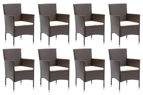 9 részes barna polyrattan kerti étkezőgarnitúra párnákkal