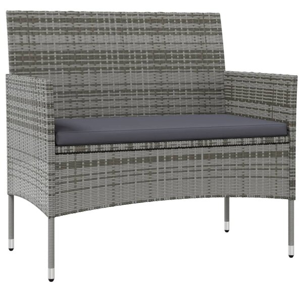 8 részes szürke polyrattan kerti bútorszett párnákkal