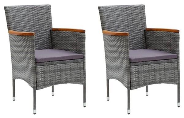 3 részes szürke polyrattan kerti étkezőgarnitúra párnákkal