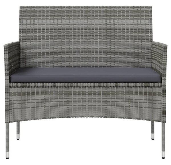 8 részes szürke polyrattan kerti bútorszett párnákkal