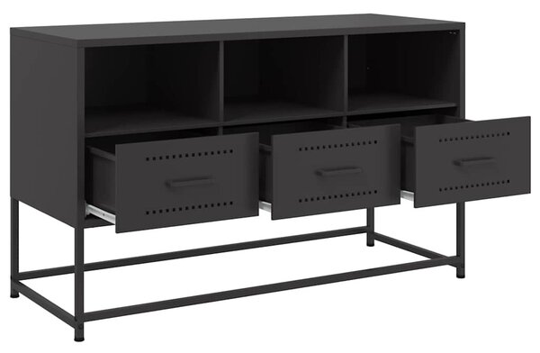 Fekete acél TV-szekrény 100,5x39x60,5 cm