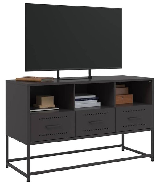 Fekete acél TV-szekrény 100,5x39x60,5 cm