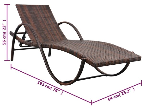Barna polyrattan napozóágy párnával
