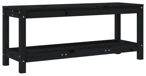 Fekete tömör fenyőfa kerti pad 108x35x45 cm
