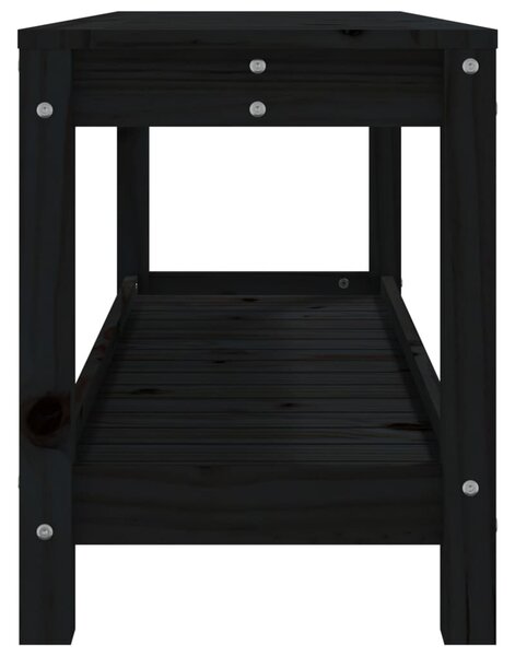 Fekete tömör fenyőfa kerti pad 108x35x45 cm
