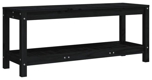 Fekete tömör fenyőfa kerti pad 108x35x45 cm