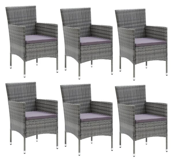 7 részes szürke polyrattan kerti étkezőgarnitúra párnákkal