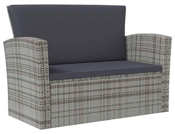 16 részes szürke polyrattan kerti ülőgarnitúra párnákkal