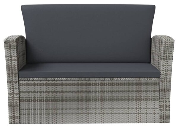 8 részes szürke polyrattan kerti bútorszett párnákkal