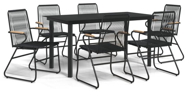 7 részes fekete PVC rattan kerti étkezőgarnitúra