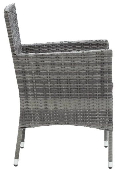 7 részes szürke polyrattan kerti étkezőgarnitúra párnákkal
