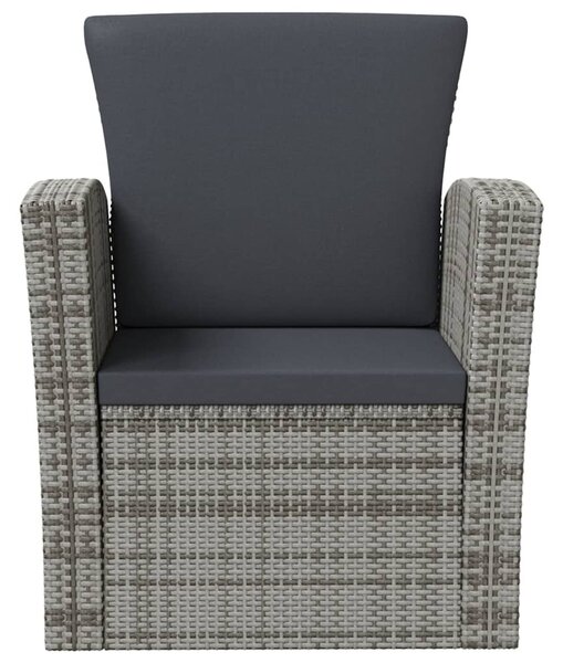 8 részes szürke polyrattan kerti bútorszett párnákkal