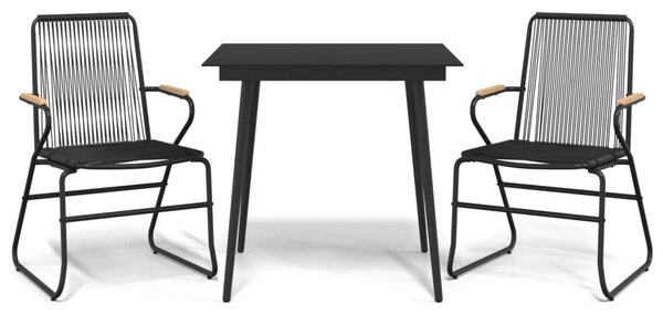 3 részes fekete PVC rattan kerti étkezőgarnitúra