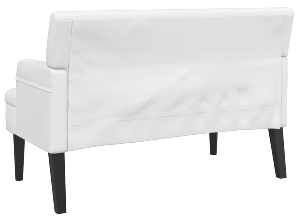 Fehér műbőr pad háttámlával 112x65,5x75 cm