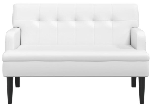 Fehér műbőr pad háttámlával 112x65,5x75 cm