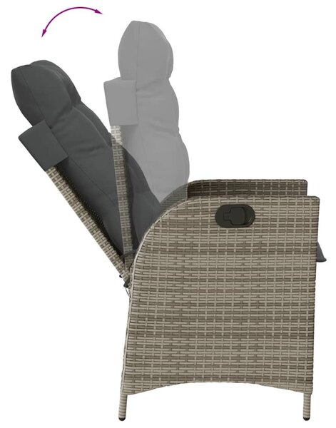 3 részes szürke polyrattan bisztrógarnitúra párnákkal