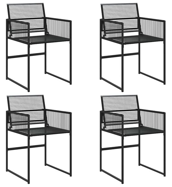 4 db fekete polyrattan kerti szék