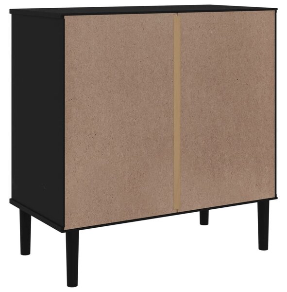 SENJA fekete rattan hatású tömör fenyőfa komód 80 x 40 x 80 cm