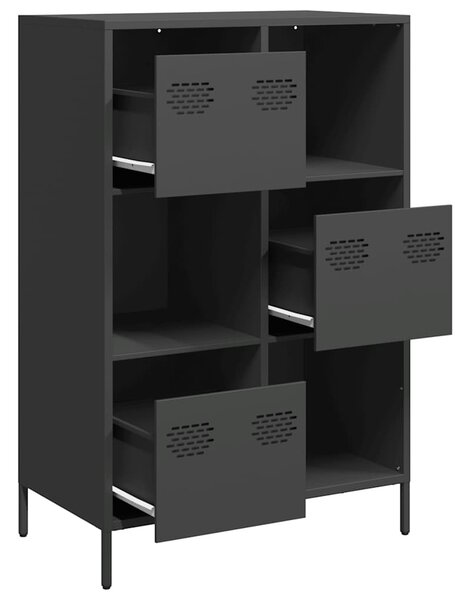 Fekete acél magasszekrény 68 x 39 x 103,5 cm