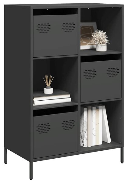 Fekete acél magasszekrény 68 x 39 x 103,5 cm