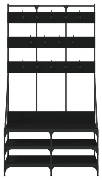 Fekete ruhafogas cipőpolccal 100x40x184 cm