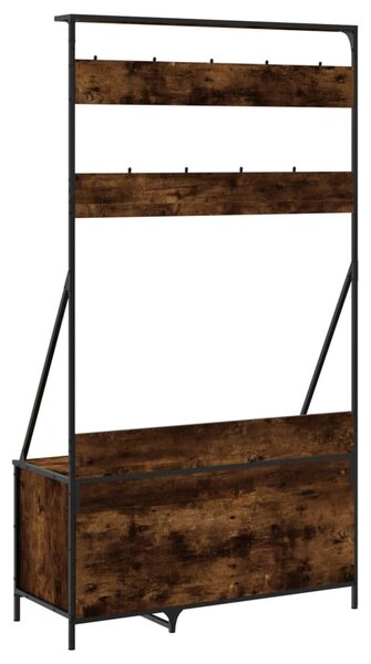 Füstös tölgy színű ruhafogas cipőpolccal 100x41x184 cm
