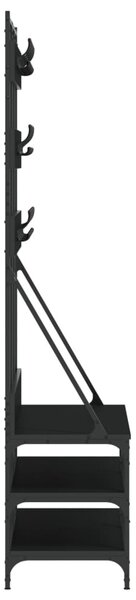 Fekete ruhafogas cipőpolccal 100x40x184 cm