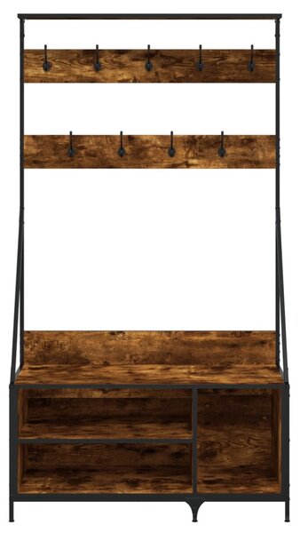 Füstös tölgy színű ruhafogas cipőpolccal 100x41x184 cm