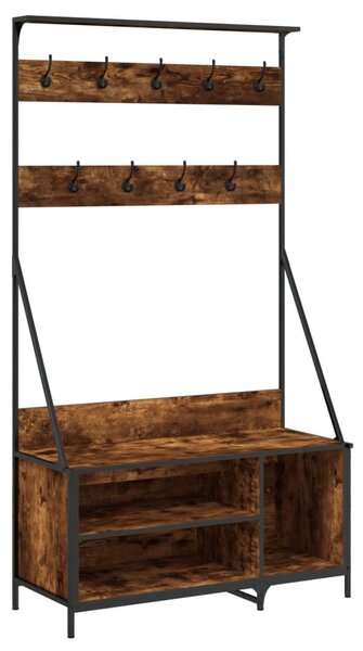 Füstös tölgy színű ruhafogas cipőpolccal 100x41x184 cm