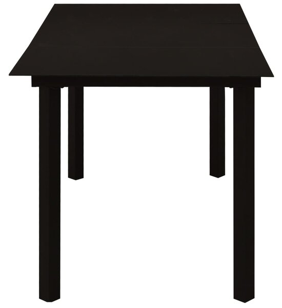 Fekete acél és üveg kerti étkezőasztal 150 x 80 x 74 cm