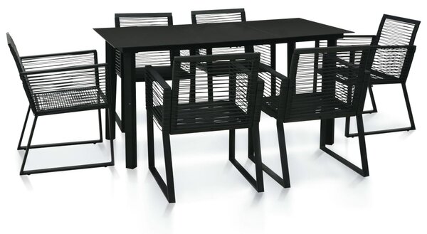 7 részes fekete PVC rattan kültéri étkezőgarnitúra