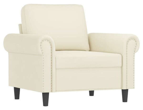 Krémszínű bársony kanapéfotel lábtartóval 60 cm