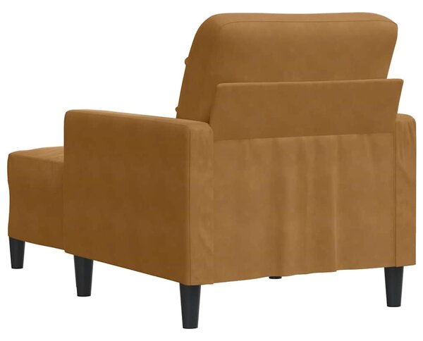 Barna bársony kanapéfotel lábtartóval 60 cm