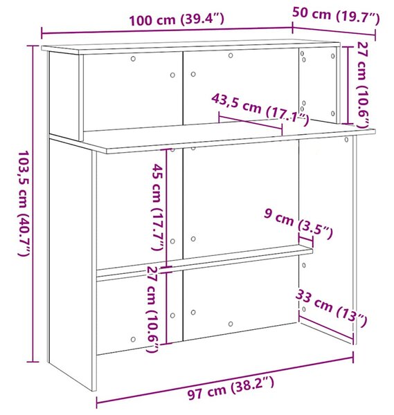 Recepciós pult szürke sonoma 100x50x103,5 cm szerelt fa
