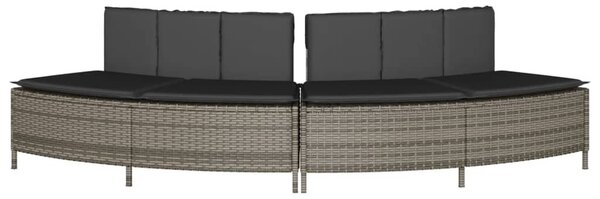 2 db szürke polyrattan pezsgőfürdő pad párnával